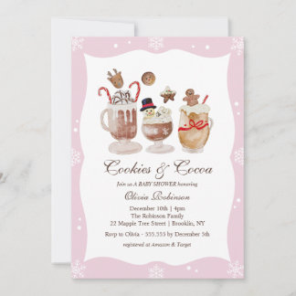 Cosy Cocoa and Cookies Winter baby shower Invitation