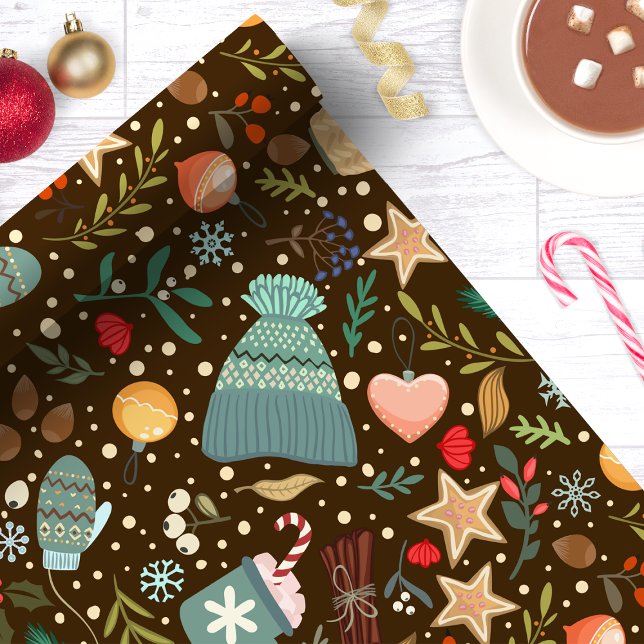 Cosy Cocoa and Mittens Cute Holiday Christmas Wrapping Paper (Creator Uploaded)