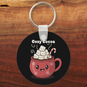 Cosy Cocoa Cute Kawaii Hot Chocolate Christmas Key Ring