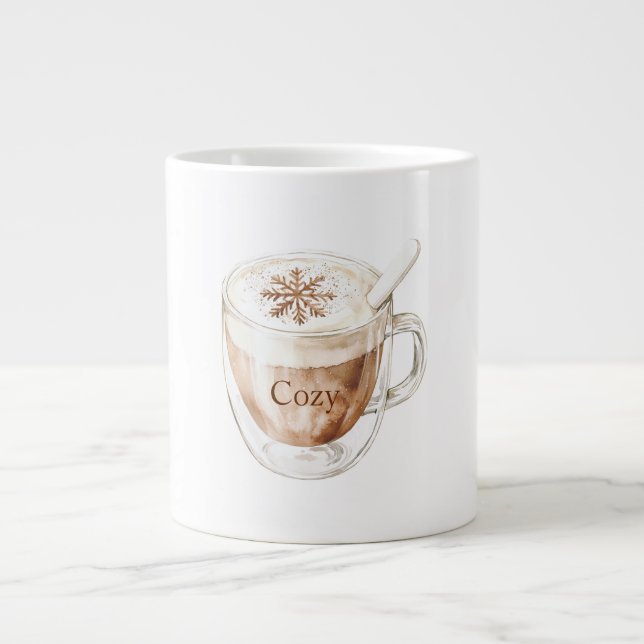 Cosy Cocoa Snowflake Large Coffee Mug (Front)