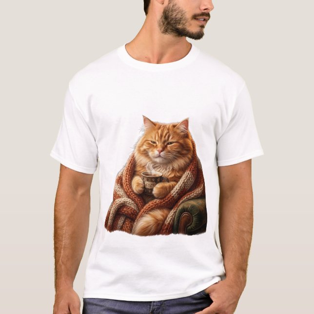 Cosy Coffee Cat T-Shirt (Front)