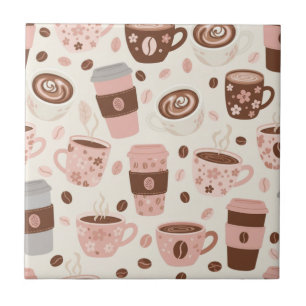 Cosy Coffee Cup Pattern (10) Ceramic Tile