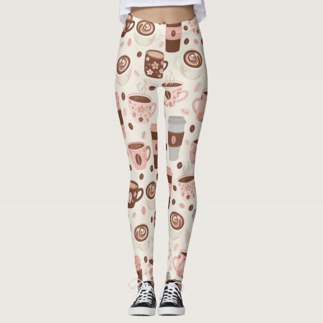 Cosy Coffee Cup Pattern (10) Leggings (Front)