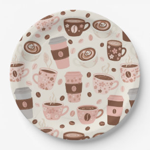 Cosy Coffee Cup Pattern (10) Paper Plate