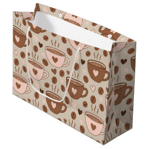 Cosy Coffee Cup Pattern (11) Large Gift Bag