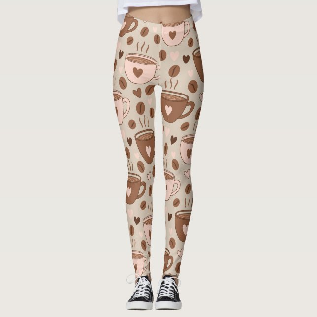 Cosy Coffee Cup Pattern (11) Leggings (Front)