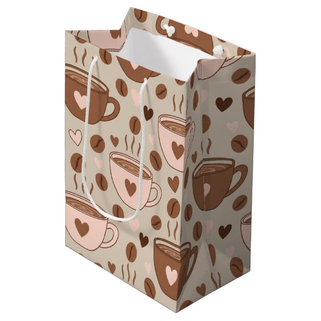 Cosy Coffee Cup Pattern (11) Medium Gift Bag (Front Angled)
