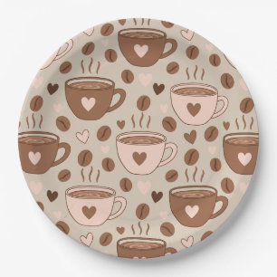 Cosy Coffee Cup Pattern (11) Paper Plate