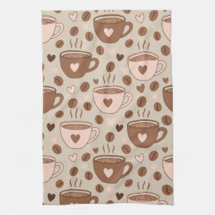 Cosy Coffee Cup Pattern (11) Tea Towel