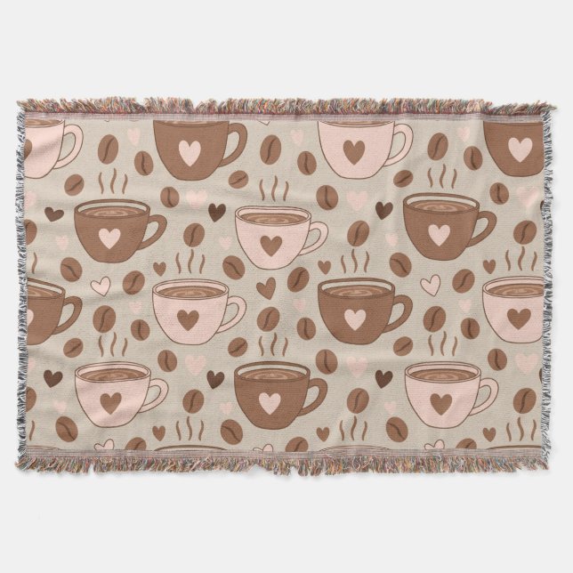 Cosy Coffee Cup Pattern (11) Throw Blanket (Front)