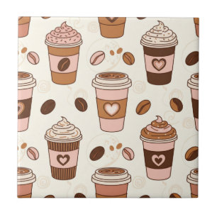 Cosy Coffee Cup Pattern (12) Ceramic Tile