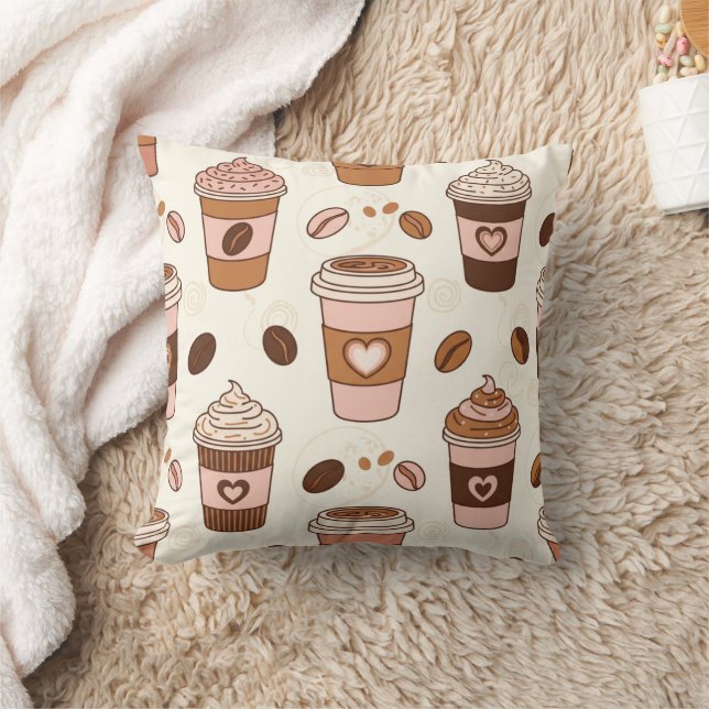 Cosy Coffee Cup Pattern (12) Cushion (Blanket)