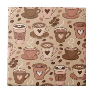 Cosy Coffee Cup Pattern (1) Ceramic Tile