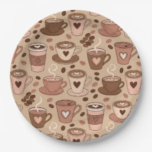 Cosy Coffee Cup Pattern (1) Paper Plate