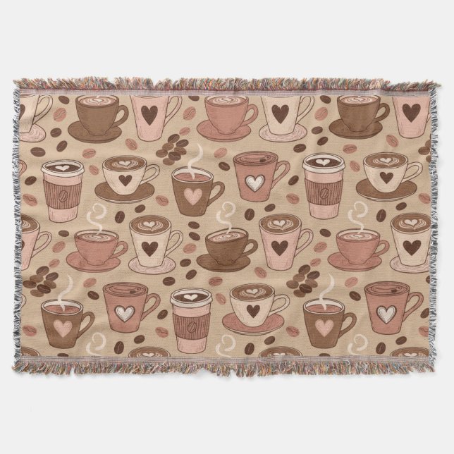 Cosy Coffee Cup Pattern (1) Throw Blanket (Front)