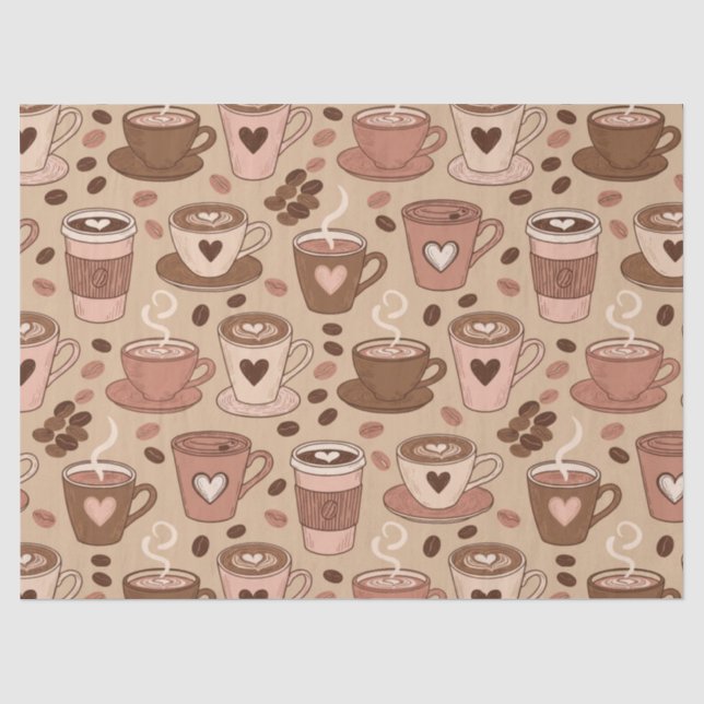 Cosy Coffee Cup Pattern (1) Tissue Paper (Front)