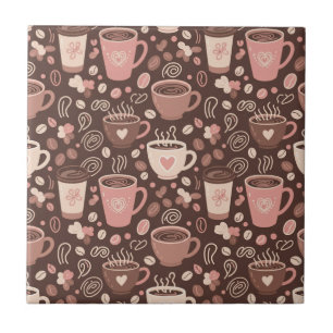 Cosy Coffee Cup Pattern (2) Ceramic Tile