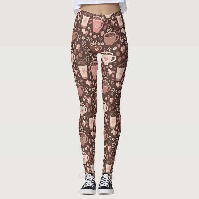 Cosy Coffee Cup Pattern (2) Leggings (Front)