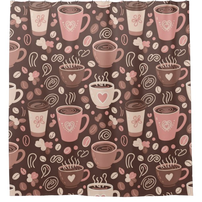 Cosy Coffee Cup Pattern (2) Shower Curtain (Front)