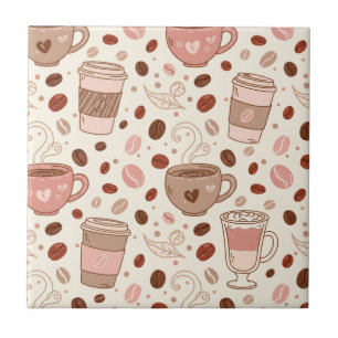 Cosy Coffee Cup Pattern (3) Ceramic Tile