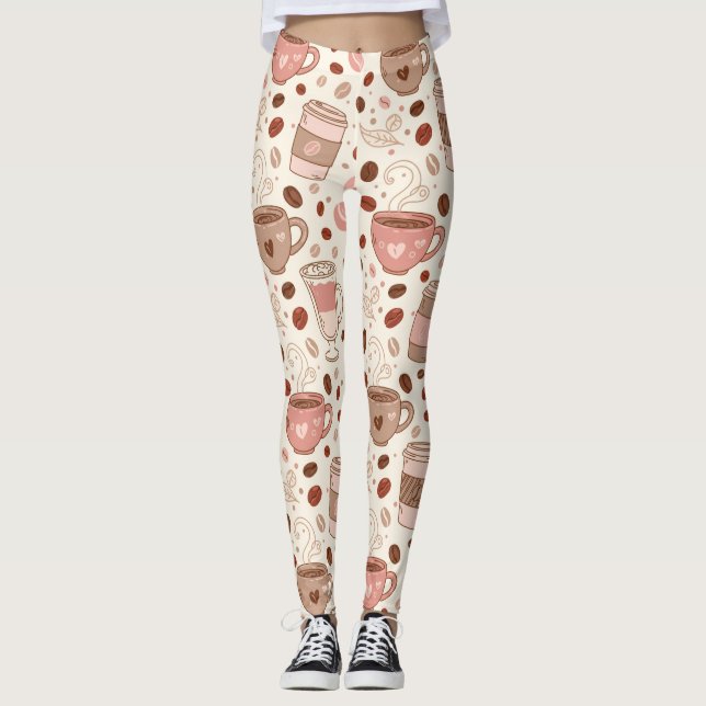 Cosy Coffee Cup Pattern (3) Leggings (Front)