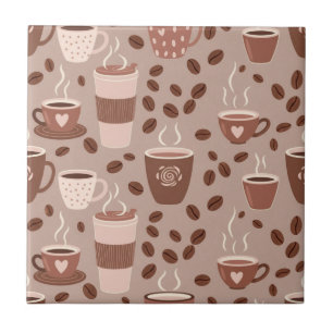 Cosy Coffee Cup Pattern (4) Ceramic Tile