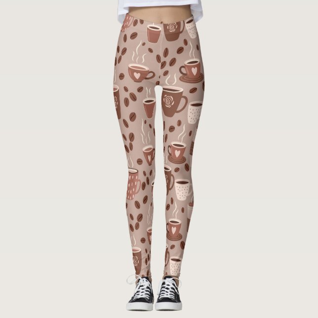 Cosy Coffee Cup Pattern (4) Leggings (Front)