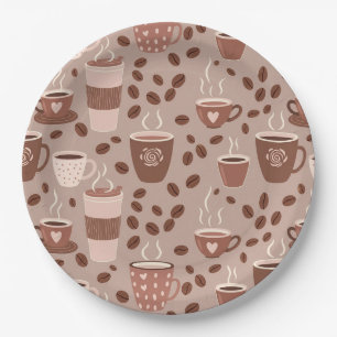 Cosy Coffee Cup Pattern (4) Paper Plate