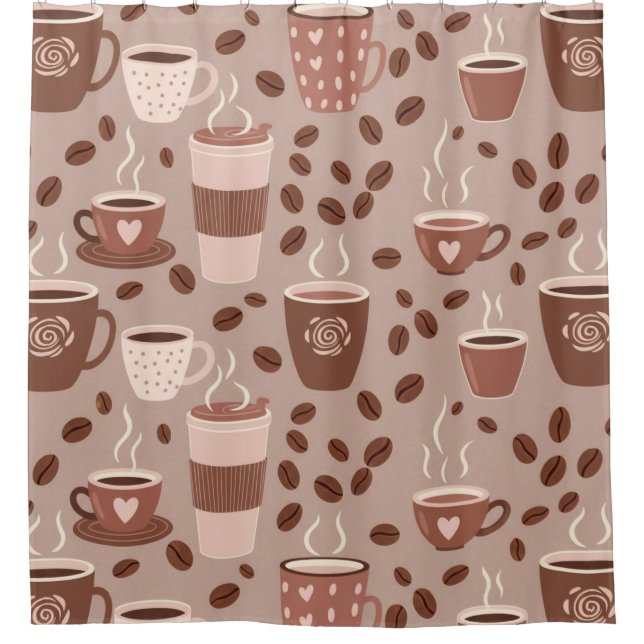 Cosy Coffee Cup Pattern (4) Shower Curtain (Front)