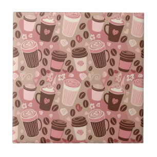 Cosy Coffee Cup Pattern (5) Ceramic Tile