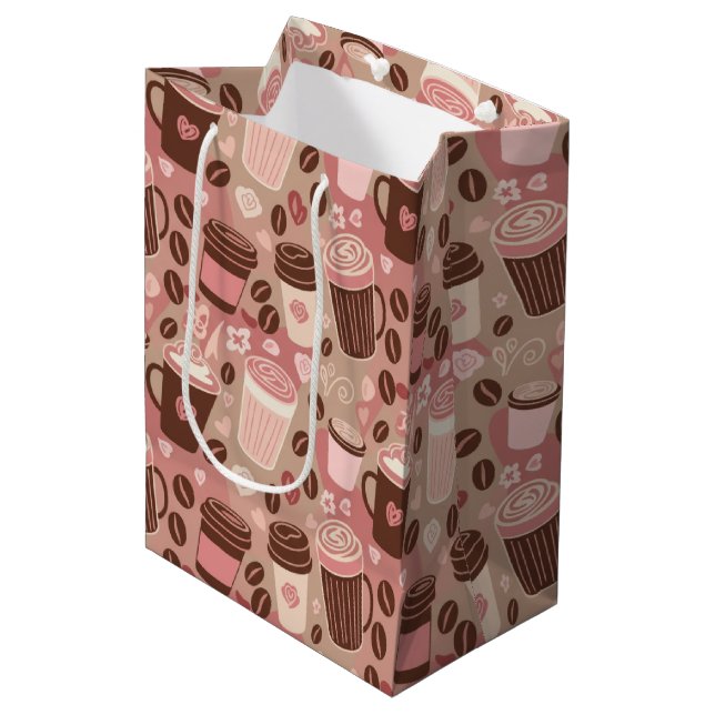 Cosy Coffee Cup Pattern (5) Medium Gift Bag (Front Angled)
