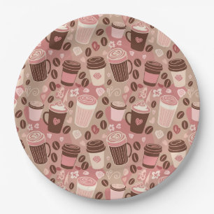 Cosy Coffee Cup Pattern (5) Paper Plate