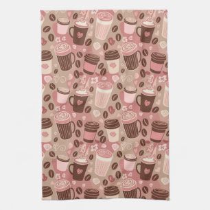 Cosy Coffee Cup Pattern (5) Tea Towel