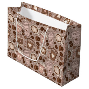 Cosy Coffee Cup Pattern (6) Large Gift Bag