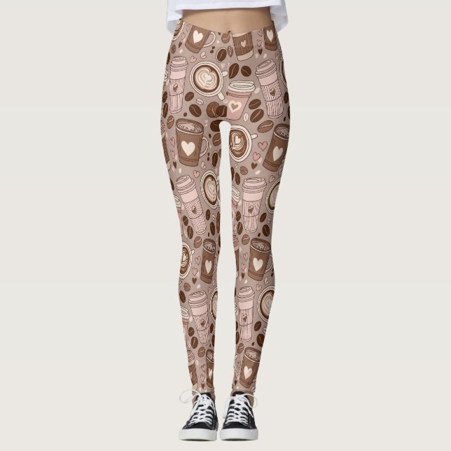 Cosy Coffee Cup Pattern (6) Leggings (Front)