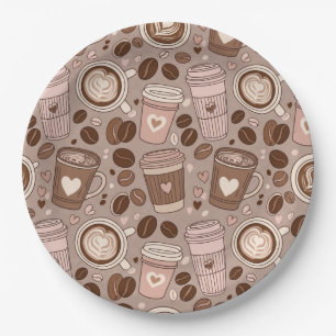 Cosy Coffee Cup Pattern (6) Paper Plate