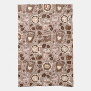 Cosy Coffee Cup Pattern (6) Tea Towel