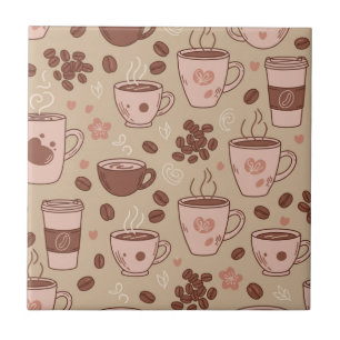 Cosy Coffee Cup Pattern (7) Ceramic Tile
