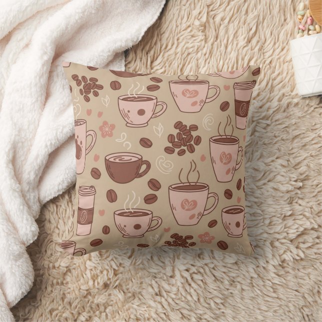 Cosy Coffee Cup Pattern (7) Cushion (Blanket)