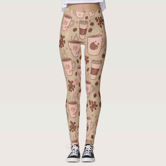 Cosy Coffee Cup Pattern (7) Leggings (Front)