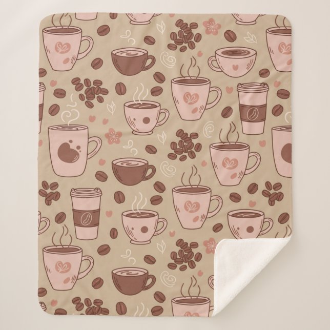 Cosy Coffee Cup Pattern (7) Sherpa Blanket (Front)