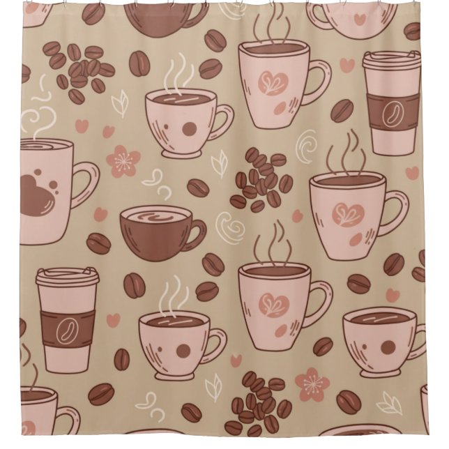 Cosy Coffee Cup Pattern (7) Shower Curtain (Front)