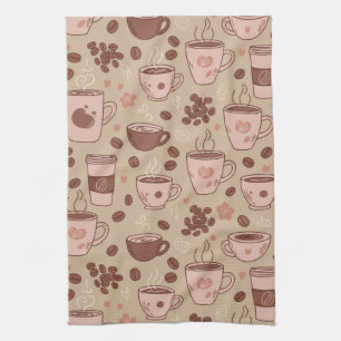 Cosy Coffee Cup Pattern (7) Tea Towel