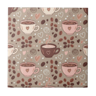 Cosy Coffee Cup Pattern (8) Ceramic Tile