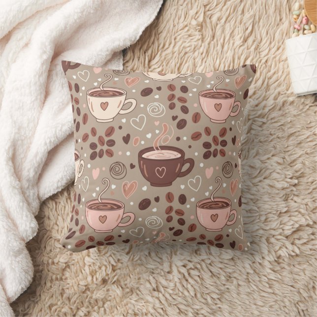 Cosy Coffee Cup Pattern (8) Cushion (Blanket)
