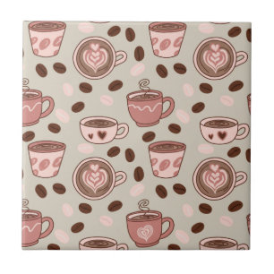 Cosy Coffee Cup Pattern (9) Ceramic Tile