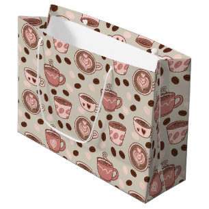 Cosy Coffee Cup Pattern (9) Large Gift Bag