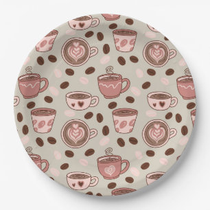 Cosy Coffee Cup Pattern (9) Paper Plate
