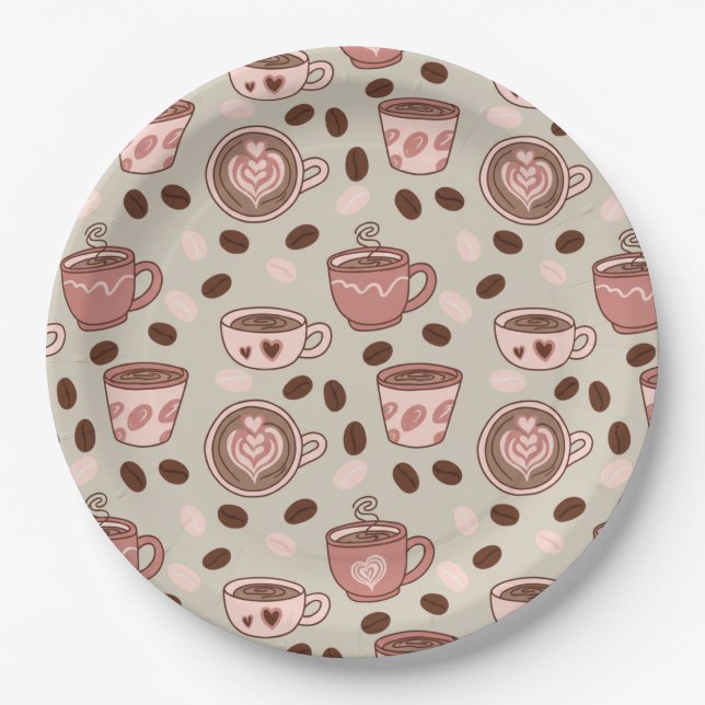 Cosy Coffee Cup Pattern (9) Paper Plate (Front)