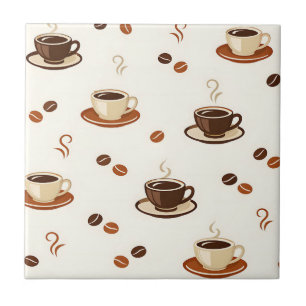 Cosy Coffee Cups Seamless Pattern Ceramic Tile
